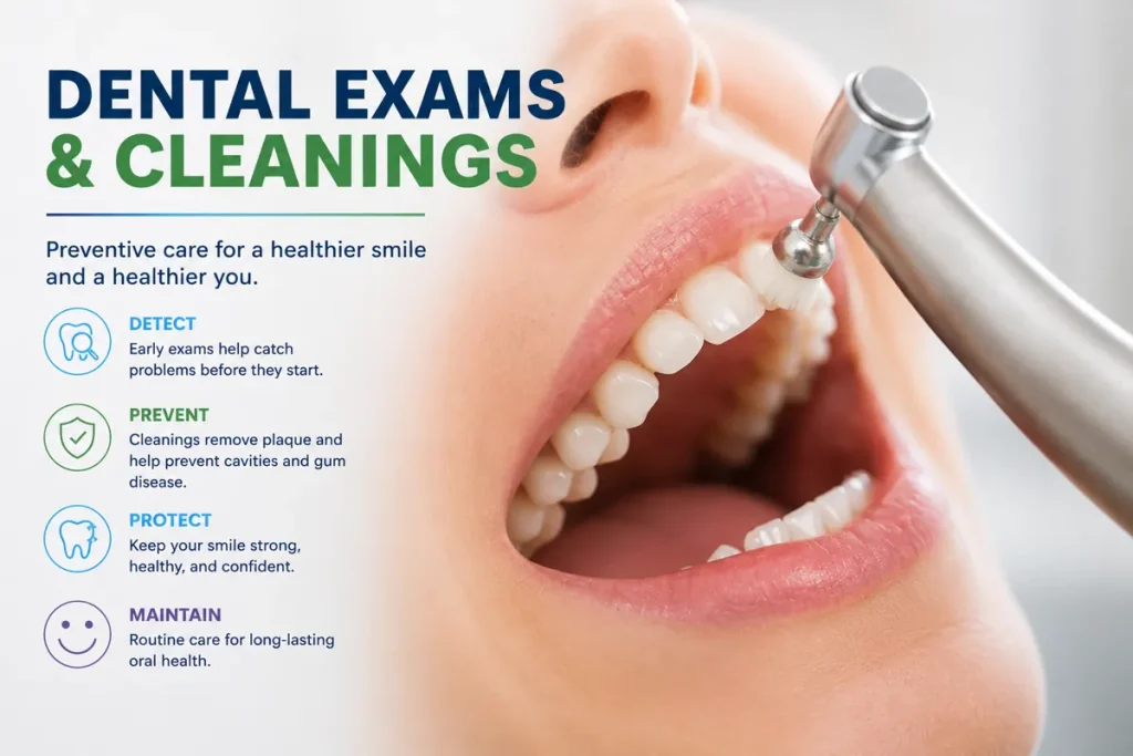 Professional dental exam and teeth cleaning in Tysons Corner showing preventive dental care for maintaining healthy teeth and gums.