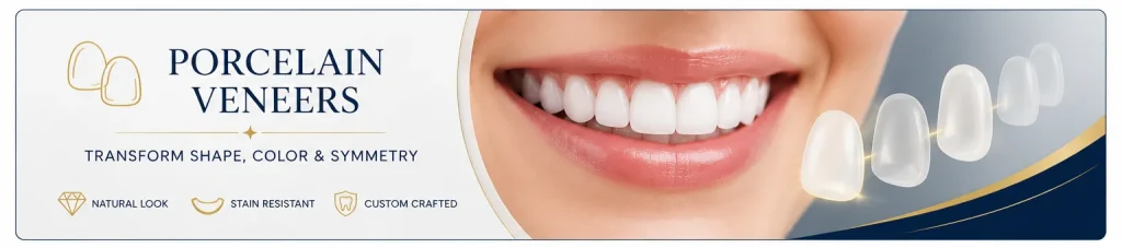 Porcelain veneers in Tysons Corner VA improving tooth shape color and symmetry